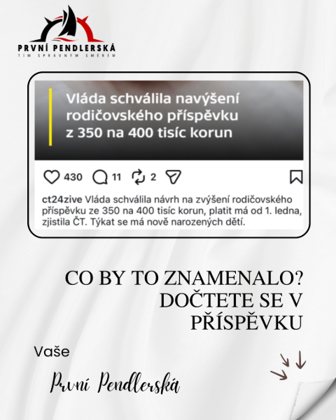 Vláda schválila navýšení rodičovského příspěvku Vláda schválila navýšení rodičovského příspěvku